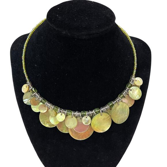 KENNETH COLE Women's FASHION CHOKER NECKLACE Green BEADED 18" Long - Picture 2 of 4